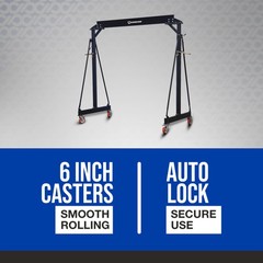 Strongway Adjustable Gantry Crane, 4000-Lb. Capacity, 7.8ft.–11.7ft. Lift