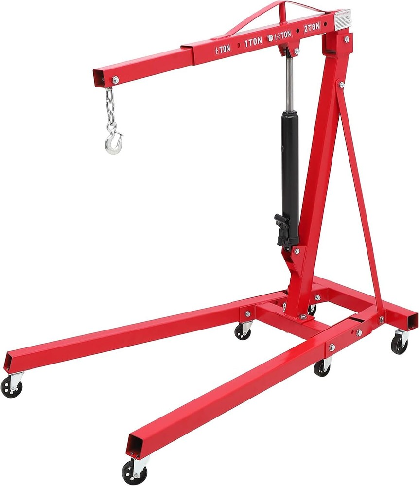 2 Ton Engine Hoist Mobile Hydraulic Engine Crane with 6 Wheels Folding Cherry