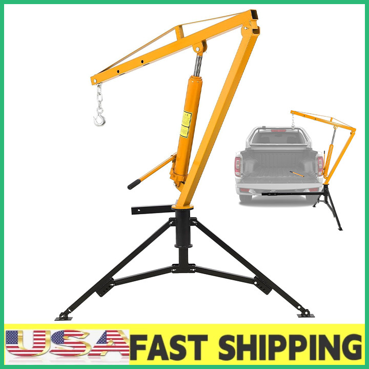 ⭐Hydraulic Hitch Mounted 360°Swivel Truck Bed Crane 1000LB for Lifting Heavy Mot