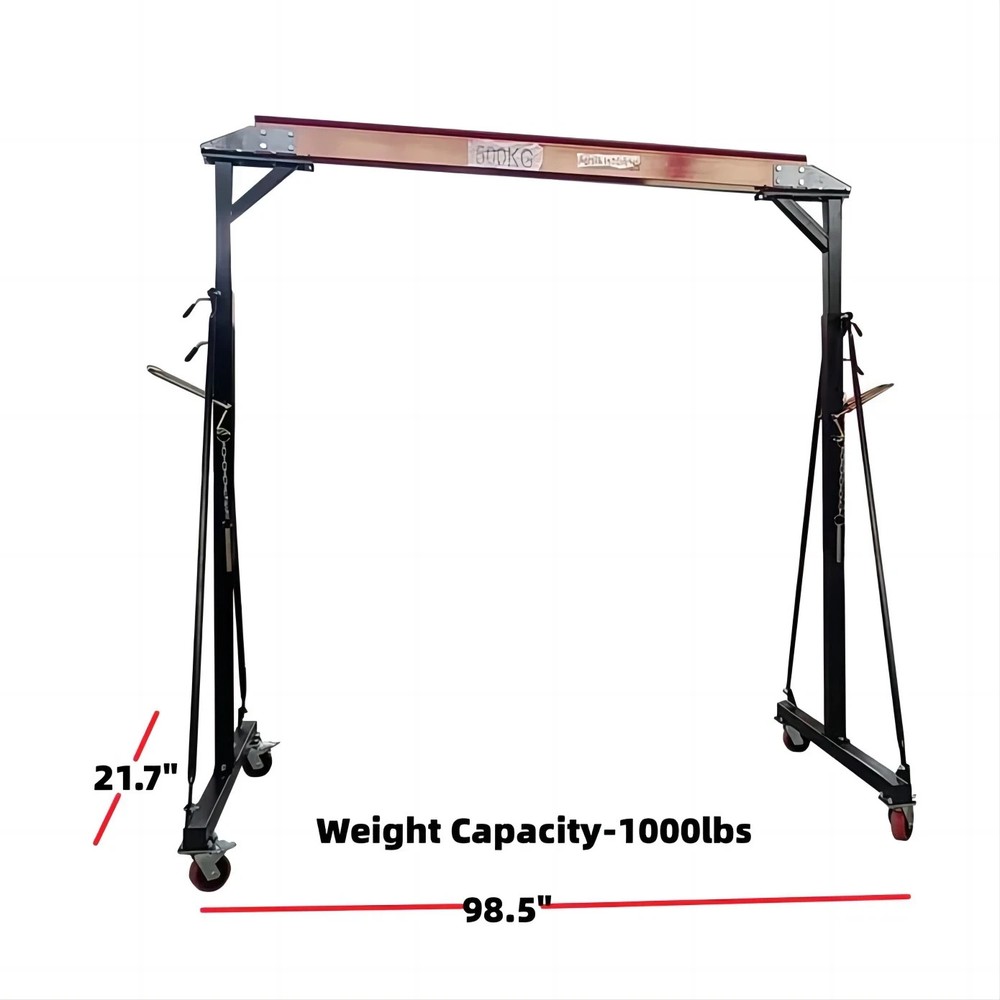 AGT Portable Gantry Crane 1000 lbs Capacity Adjustable 94-144 in Heavy Frame