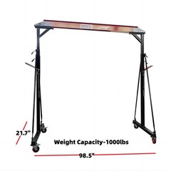 AGT Portable Gantry Crane 1000 lbs Capacity Adjustable 94-144 in Heavy Frame