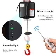 110V Wireless Electric Hoist Crane Winch Hook Pulley 500KG/1100LBS with Remote