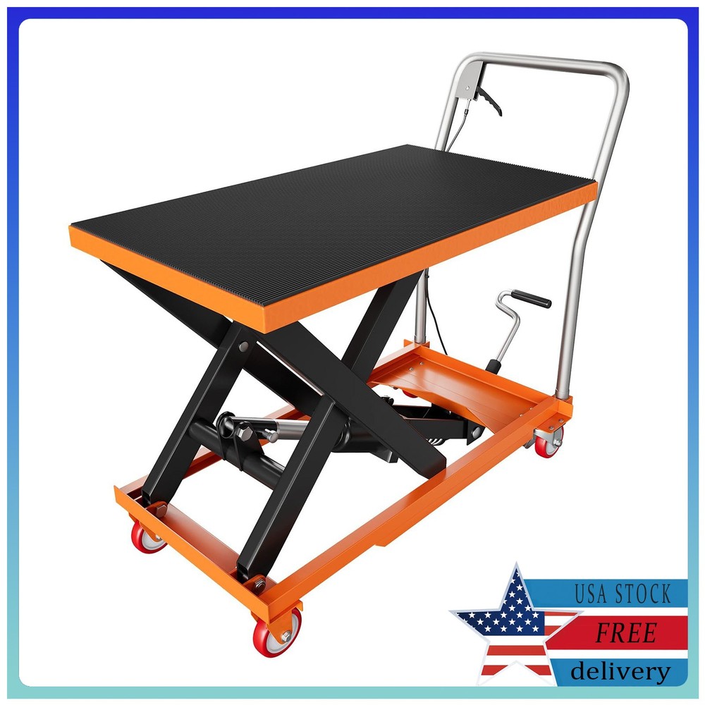 Heavy Duty Hydraulic Scissor Lift Table Cart 500 lbs Capacity 28.5” Max Height