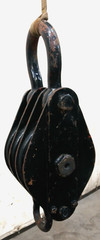 MCKISSICK 12″ 3 SHEAVE SNATCH BLOCK 30 TON WIRE ROPE SIZE 1-1/4″ BRONZE BEARING