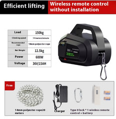 Electric Rope Climbing Machine Large Cargo Crane Remote Control Crane 36V