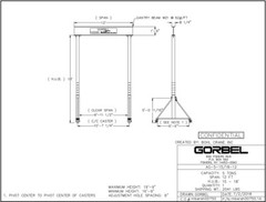 GORBEL ADJUSTABLE GANTRY CRANE – 5 TON CAPACITY, SPAN 12 FT, ADJ. HUB 15-18 FT