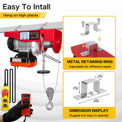 2-In-1 440 Lbs Lift Electric Hoist, 13 Ft Wired and 328 Ft Wireless Remote Contr