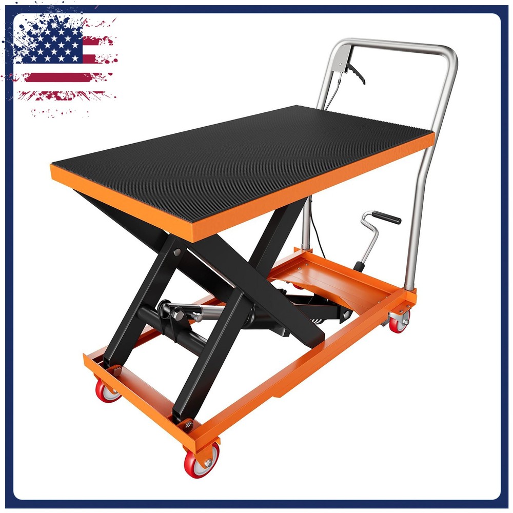 Heavy Duty Hydraulic Lift Table Cart 500 lbs Single Scissor 28.5” Max Height