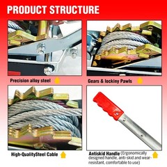 Come Along Winch – 11000 lbs/5T Pulling Capacity,12ft Steel Cable,3 Hooks,Dua…