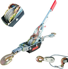 Come along Winch – 000 Lbs/5T Pulling Capacity,2Ft Steel Cable,3 Hooks,Dual Gear