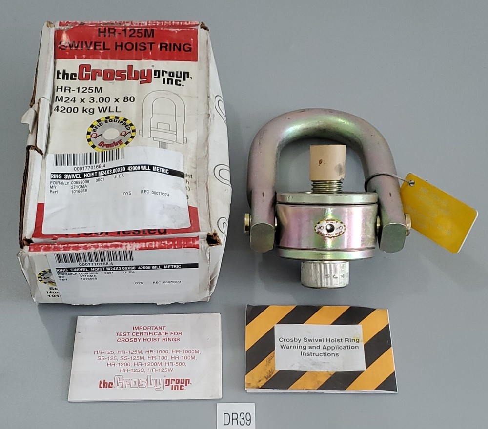 *NEW* Crosby Group 1016668 HR-125M Hoist Ring Swivel M24x3.00×80 + Warranty!