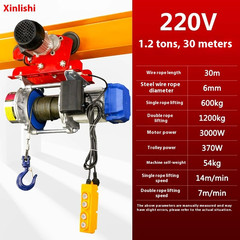 Twin-lift hoist 220V/ with trolley winch, electric hoist, and remote control.