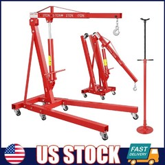 2 Ton Folding Engine Hoist Hydraulic Shop Crane w/Underhoist Support Stand Combo