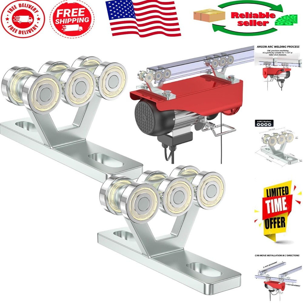 6 Wheel Heavy-Duty Hoist Trolley for Electric Hoist – Silent & Strong