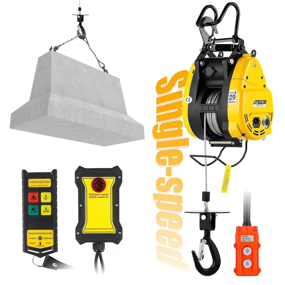 NEWTRY Electric Hoist RapidRise PRO Lift 660lb, 62ft/min Fast Power Electric Hoi