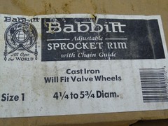 Babbitt Adjustable Sprocket Rim w/ Chain Guide 4-1/4 – 5-3/4″ Diameter, Size 1