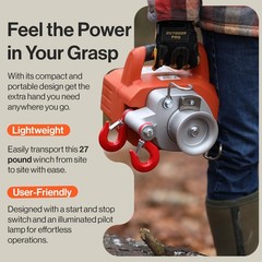 Capstan Winch – Cordless Brushless Motor, 2000Lb Max Pull Force, Portable Li-Ion