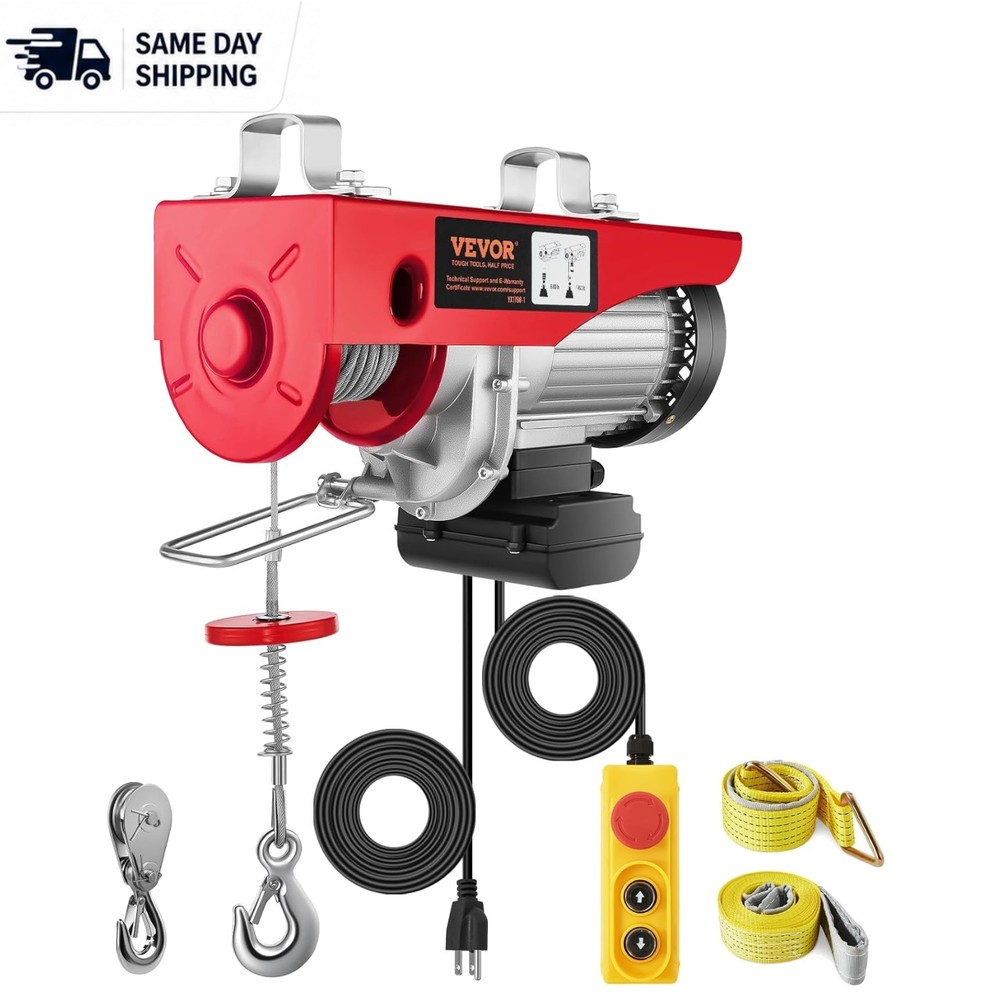 Efficient 1760lbs Electric Hoist with 14ft Remote & Two Lifting Modes for Safety