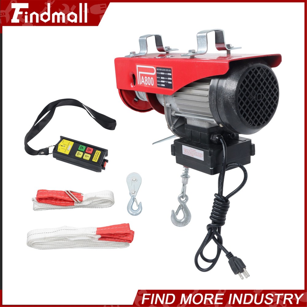 Findmall 1760lb 1350W Electric Hoist Crane Winch w/328ft Wireless Remote Control