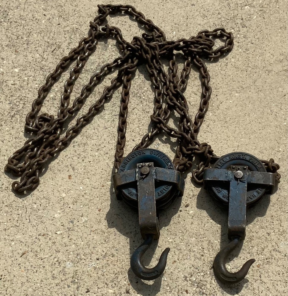 Harrington Differential Chain Hoist Vintage Cast Iron Pulley 10-A 1/4 Ton USA
