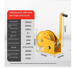 Hand Hoist Pounds Self Locking Manual Winch with Wire Rope and Hook Hand Tool