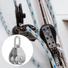 2 Pcs Stainless Steel Pulley Roller Double Swivel Pulley Block Rigging