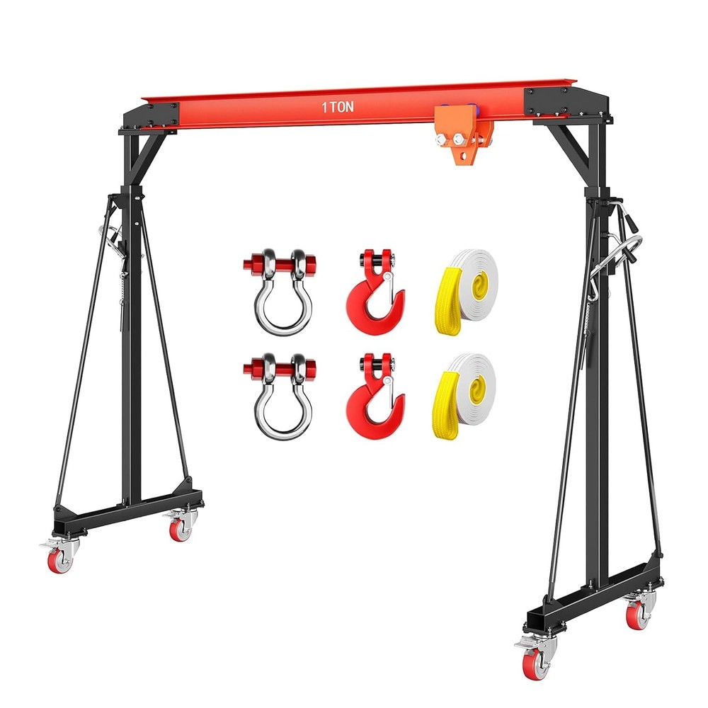 2000LB Adjustable Gantry Crane Heavy Duty Steel I-Beam Height 97-141″ Industrial