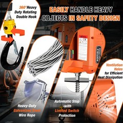 3 in 1 Electric Hoist with Remotes 2200lb Capacity 3-IN-1-2200LBS Orange