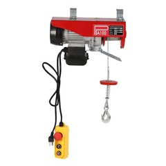 480W Electric Hoist Winch Lifting Crane 220lbs Red W/ Wired Remote Control