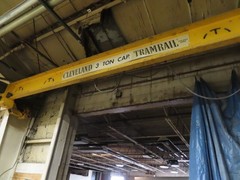 3-Ton Dual Bridge Cleveland Tramrail Underslung Crane w/ (2) 3-Ton CM Hoists