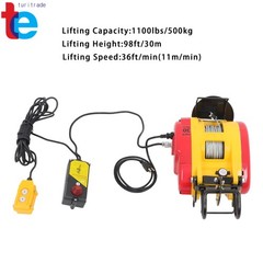 1100lbs Capacity 2-in-1 Electric Hoist Winch Wired/Wireless Remote Control