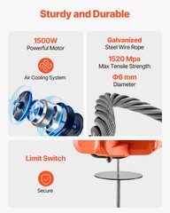 VEVOR 3-in-1 Portable Electric Hoist Winch 1100LBS Wired/Wireless Remote Control