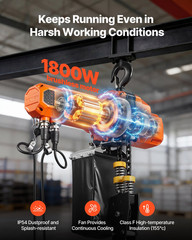 2200LB Electric Chain Hoist 10ft Lift 120V w/Wireless & Wired Remote