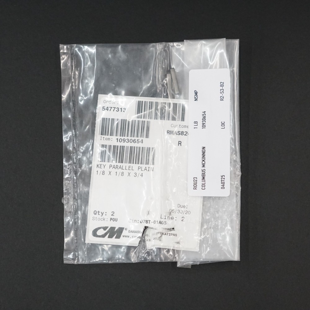 CM 10930654 Key Parallel Plain, 1/8″ x 1/8″ x 3/4″ (QTY 2)