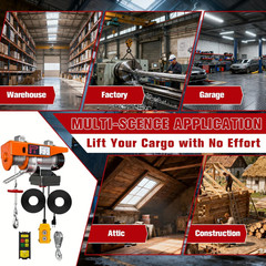 2-in-1 Electric Hoist 440Lbs Winch with Wireless Remote & Overload Protection