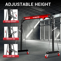 1.5 Ton Portable Gantry Crane, Adjustable Height & Width, Steel Construction
