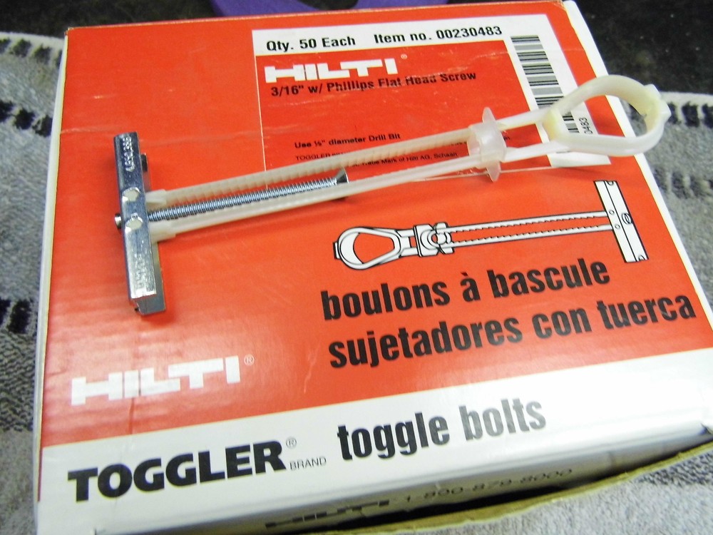 HILTI TOGGLER 00230483 QTY 50 TOGGLER BOLT 3/16″ W/ PFH SCREW 50/BX