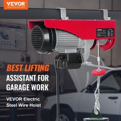110V 1320LBS Electric Steel Wire Hoist Wired Remote Lifting Winch