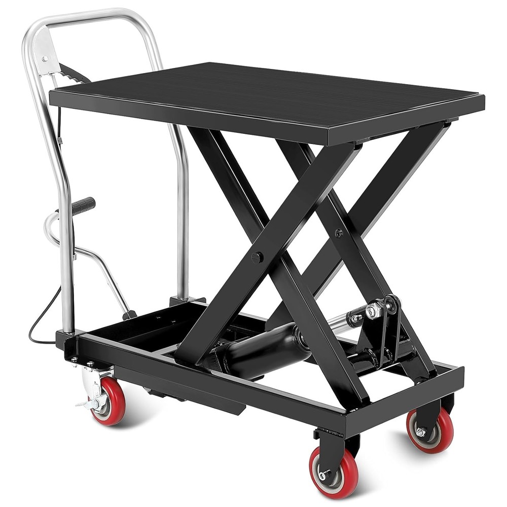 500lbs Hydraulic Lift Table Cart 28.5” Lifting Height Single Scissor Lift Black