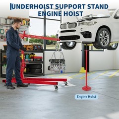 2 Ton Folding Engine Hoist Hydraulic Shop Crane & 3/4 T Underhoist Support Stand