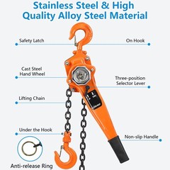 0.5T Lever Block Steel Chain Hoist Manual Ratchet 1100lbs 10FT G80 Chain Lifter