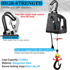 3-In-1 Electric Hoist Winch,1100Lb Portable Electric Winch with Double Hooks,110