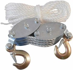 2 Ton Poly Rope Hoist Pulley Wheel Block and Tackle Puller Lift Tools 5/16″ Rope