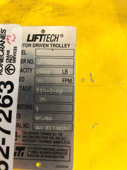 BUDGIT 1/2 TON HOIST W/ TROLLY LIFTECH MAX INPUT HD-333 326797-32 01750RPM