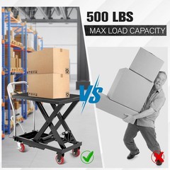 500lbs Hydraulic Lift Table Cart 28.5” Lifting Height Single Scissor Lift Black