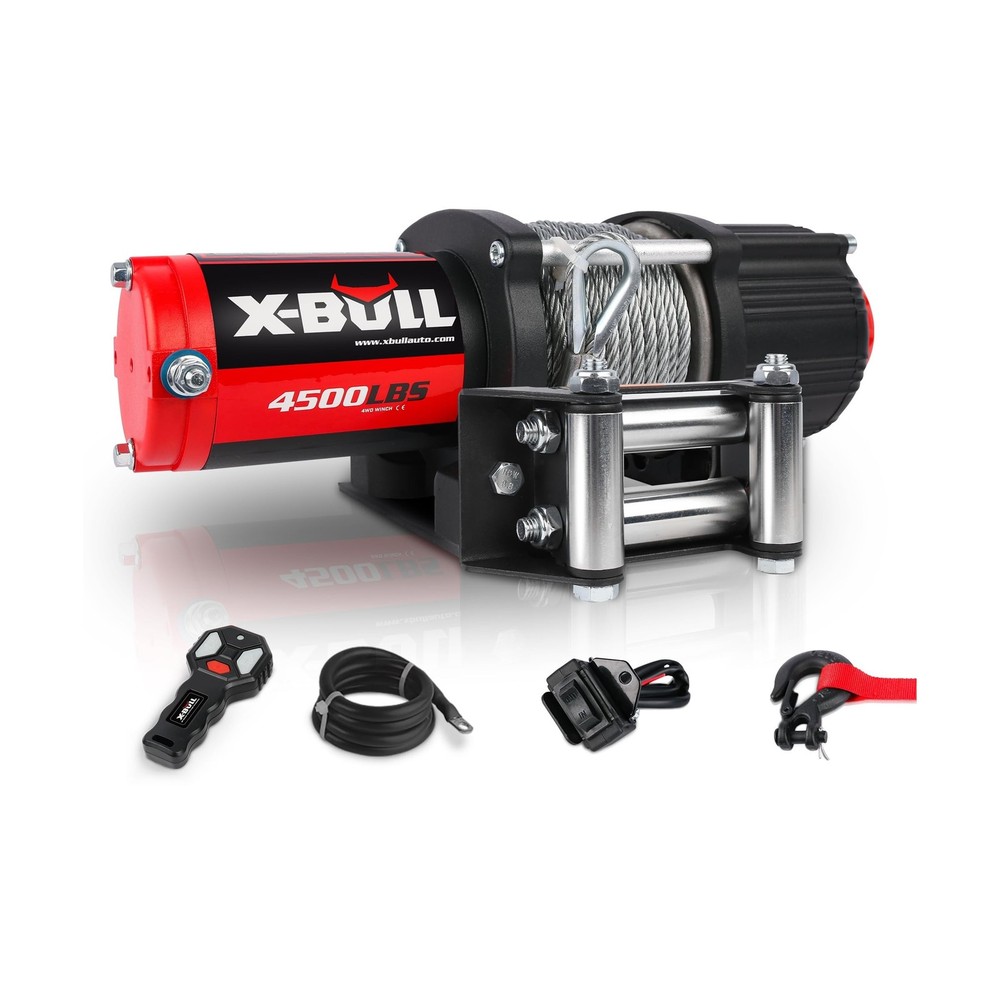 X-BULL Winch 4500LBS Steel Cable Electric Winch with Roller Fairlead, Wired H…