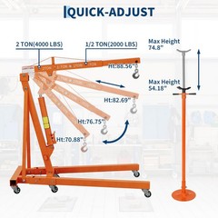 2 Ton Engine Hoist Lift Cherry Picker with 3/4Ton Underhoist Support Stand Combo