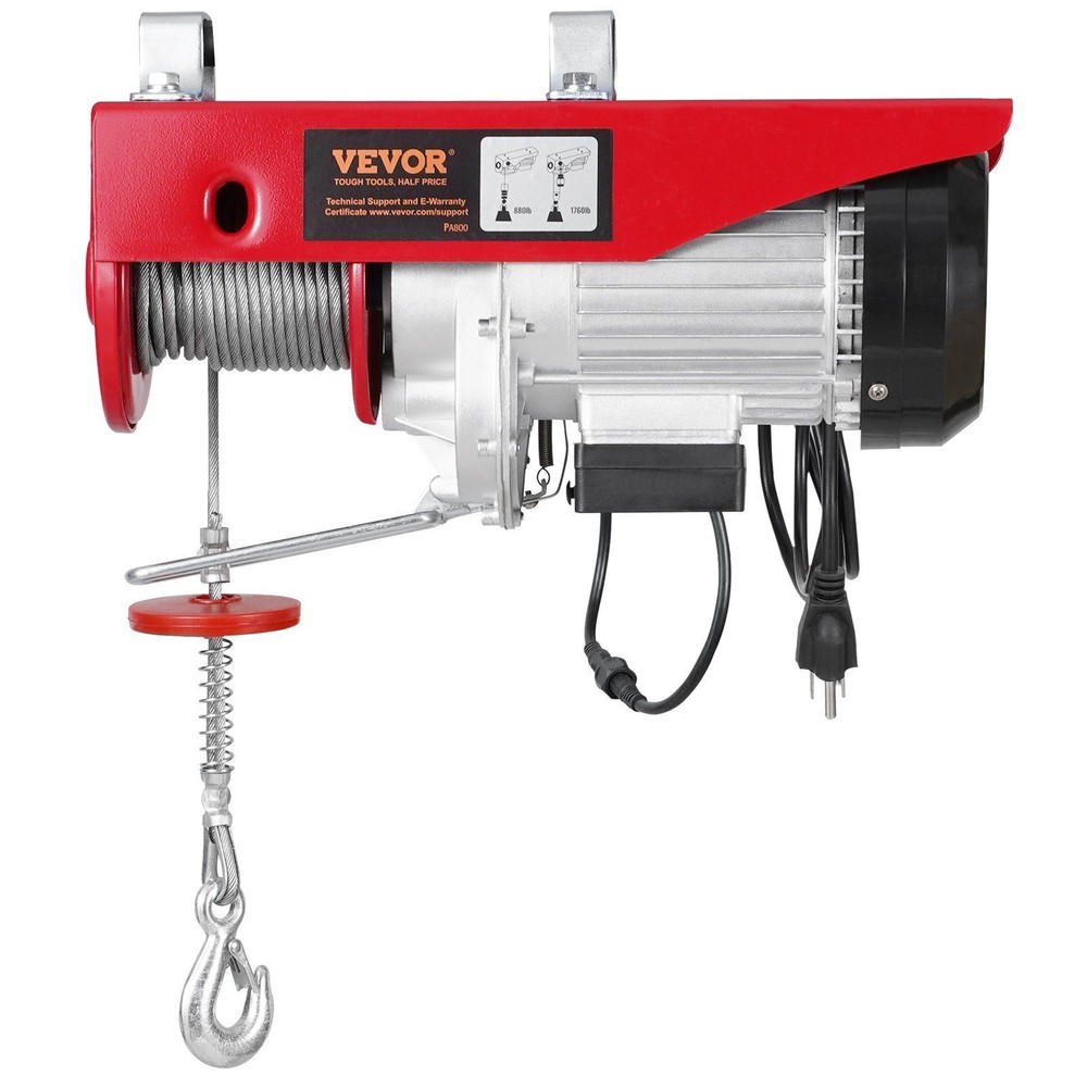 Electric Hoist Crane Winch 1760 lbs Load with 328 ft Wireless Remote Control