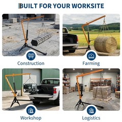 1000 lbs Hydraulic Pickup Truck Crane Hitch Mounted 360° Swivel Steel Hoist Lift