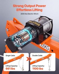 VEVOR Electric Pickup Truck Crane 1100 lbs Winch Steel Foldable Lumber Lifting